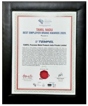Best Employer Award For Tempel